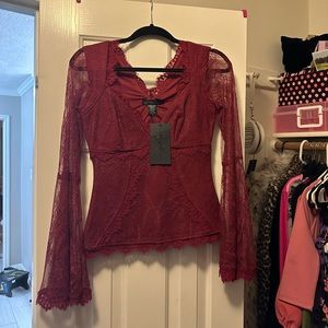 La Femme En Noir Blouse La Sorciere in Oxblood Size Small